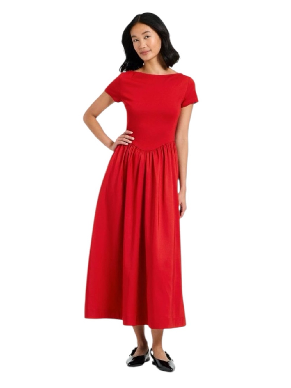 A New Day Women's Backless Knit Maxi Dress Short Sleeve Pockets
